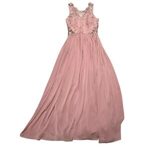 Cozy Triangles Women's Mauve Lace Bodice Sleeveless Maxi‎ Formal Dress
